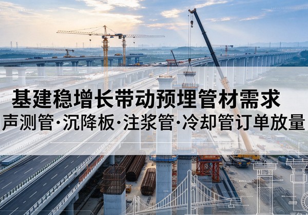 科尔沁基建稳增长带动预埋监测管材需求，声测管、沉降板、注浆管订单持续放量